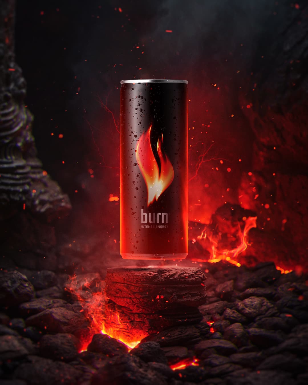 Burn Energy Drink Concept Product Manipulation cover