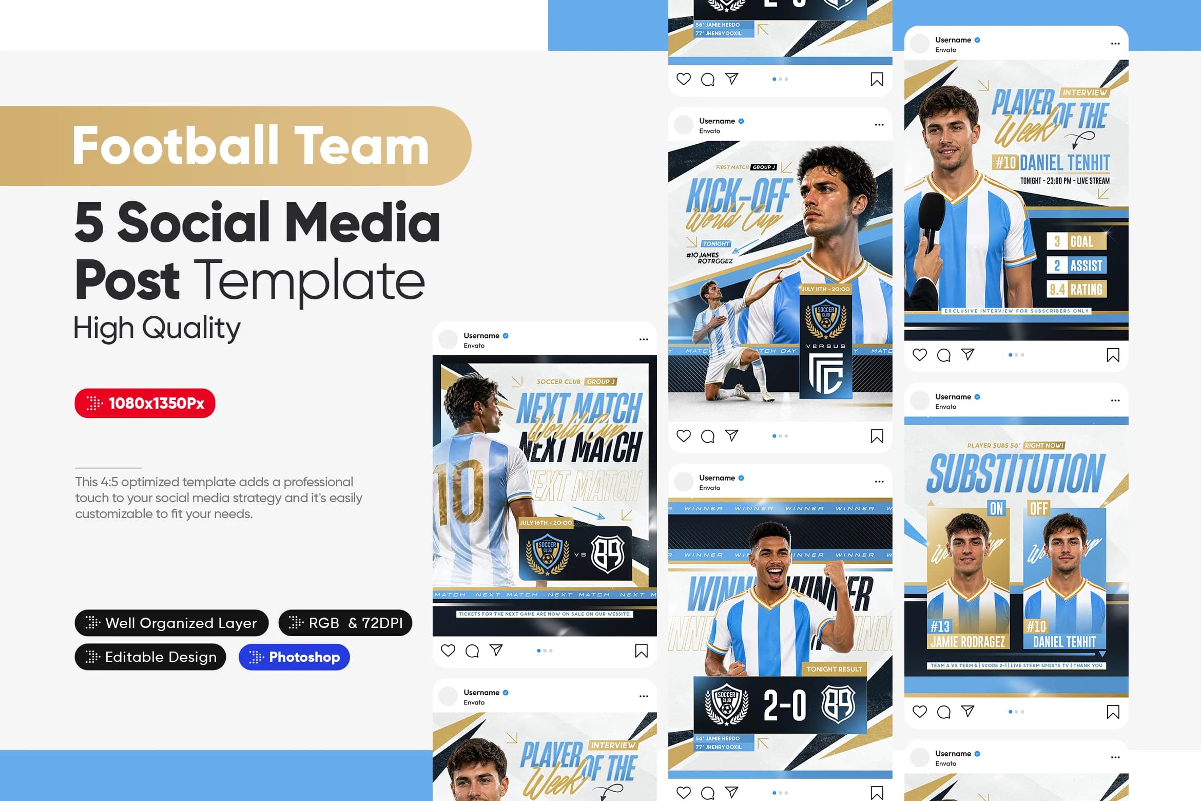 World Cup 2026 Argentine Social Media Post Template Pack 1