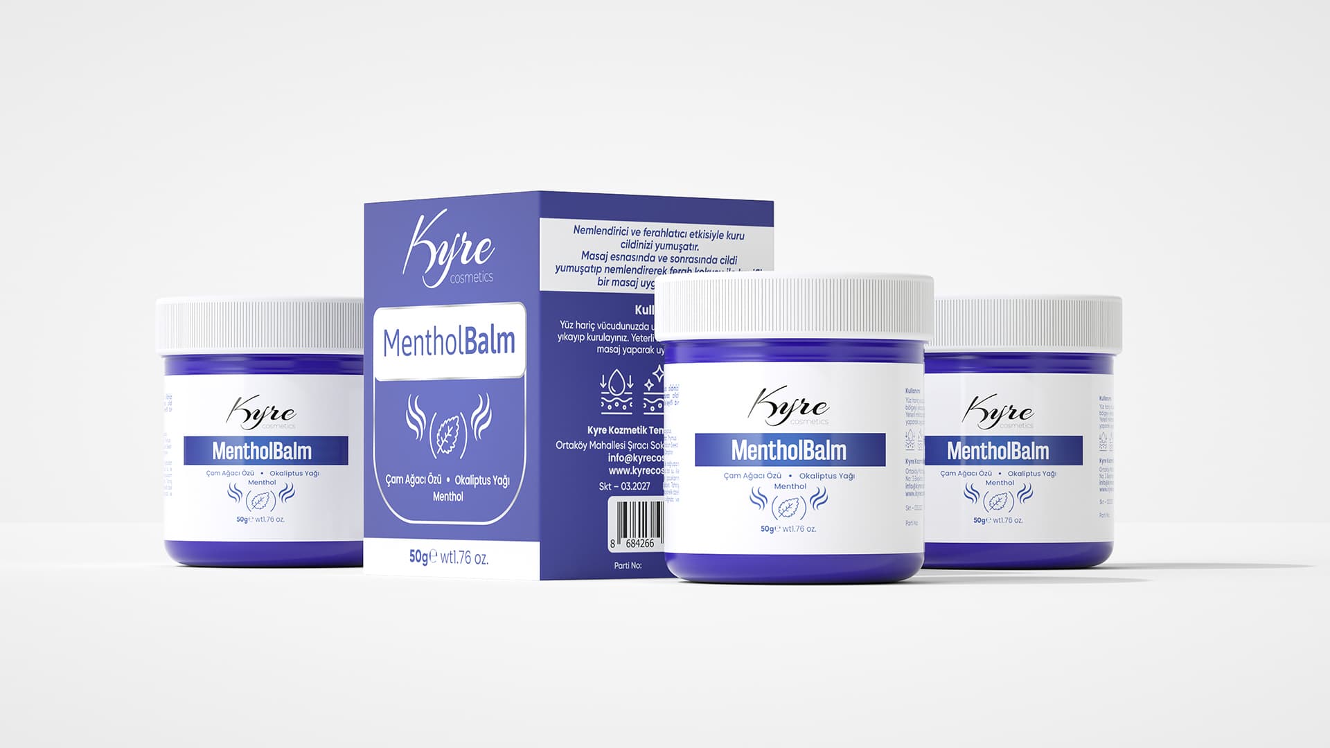 Kyre Menthol Balm packaging showcase