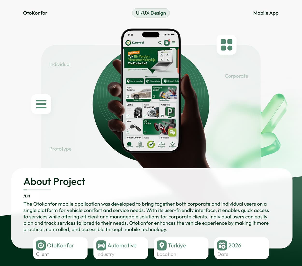 Otokonfor mobile product showcase