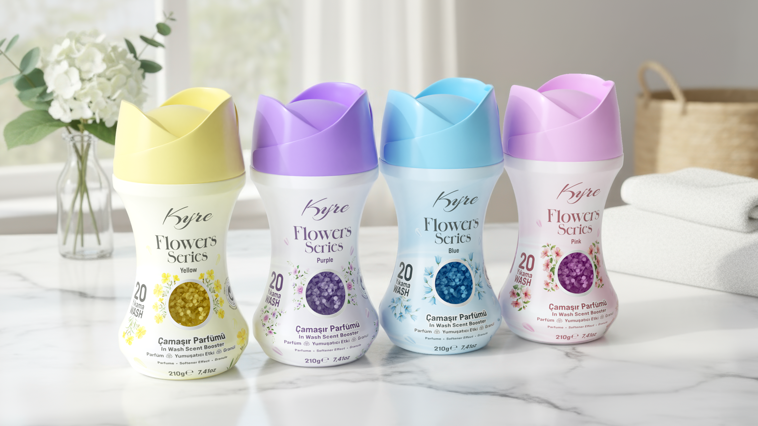 Kyre Flowers Series Çamaşır Parfümü hero package design