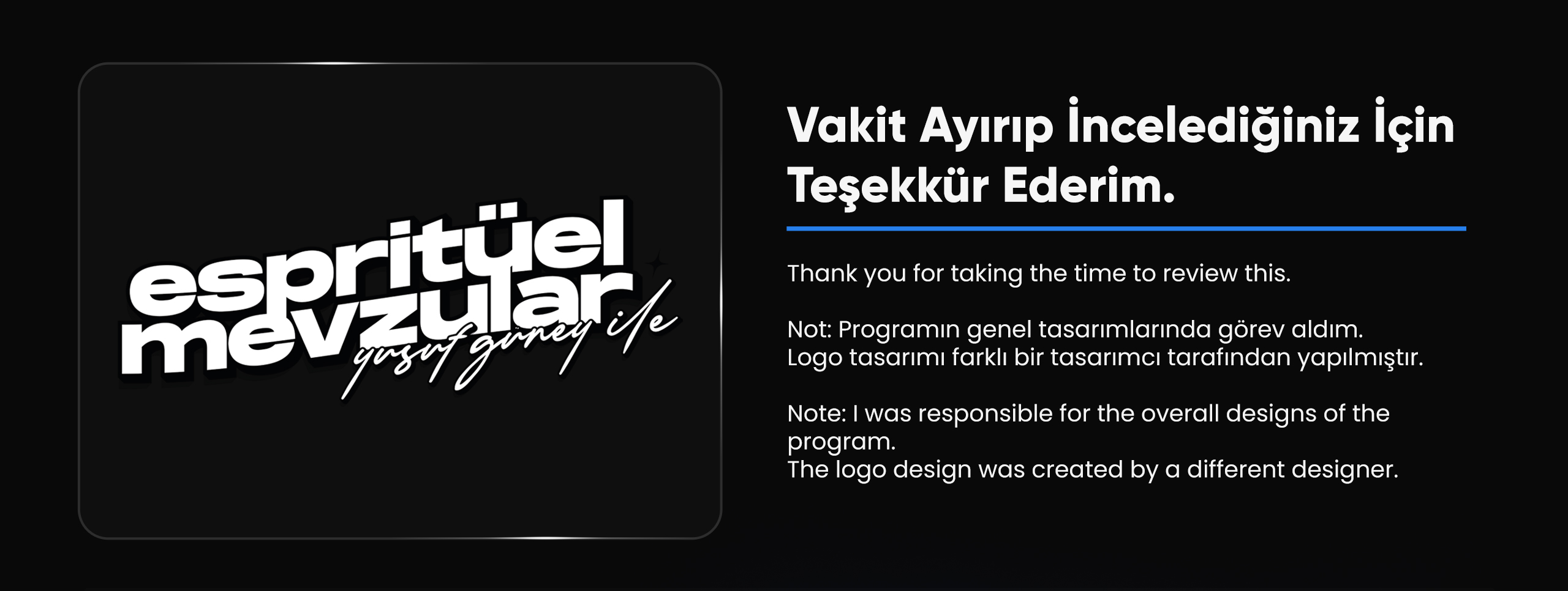 Yusuf Güney ile Espritüel Mevzular Youtube Programı final showcase