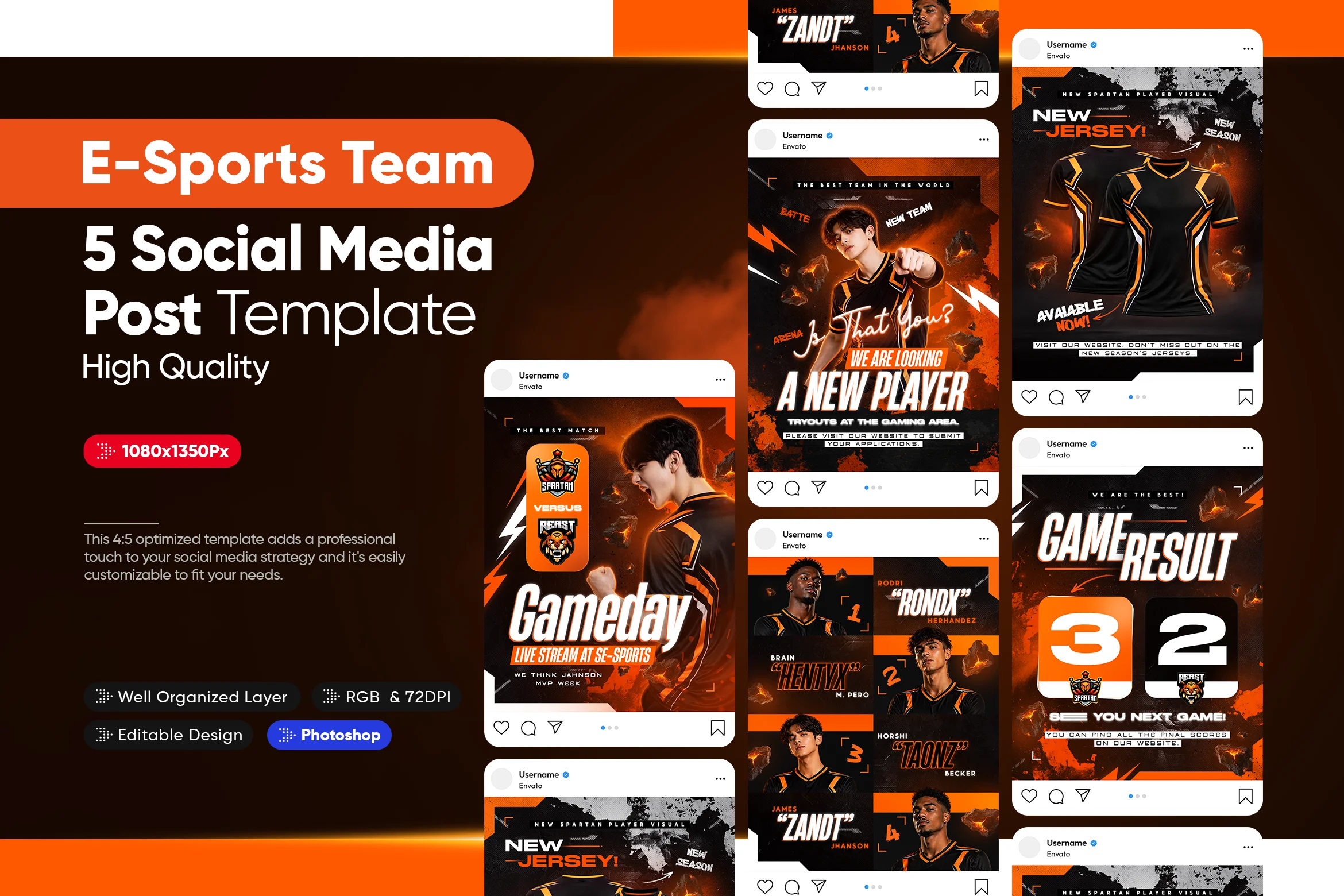 ESports Gaming Team Social Media Post Template Pack